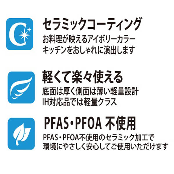 軽くて使いやすいセラミックフライパンシリーズ フライパン26cm